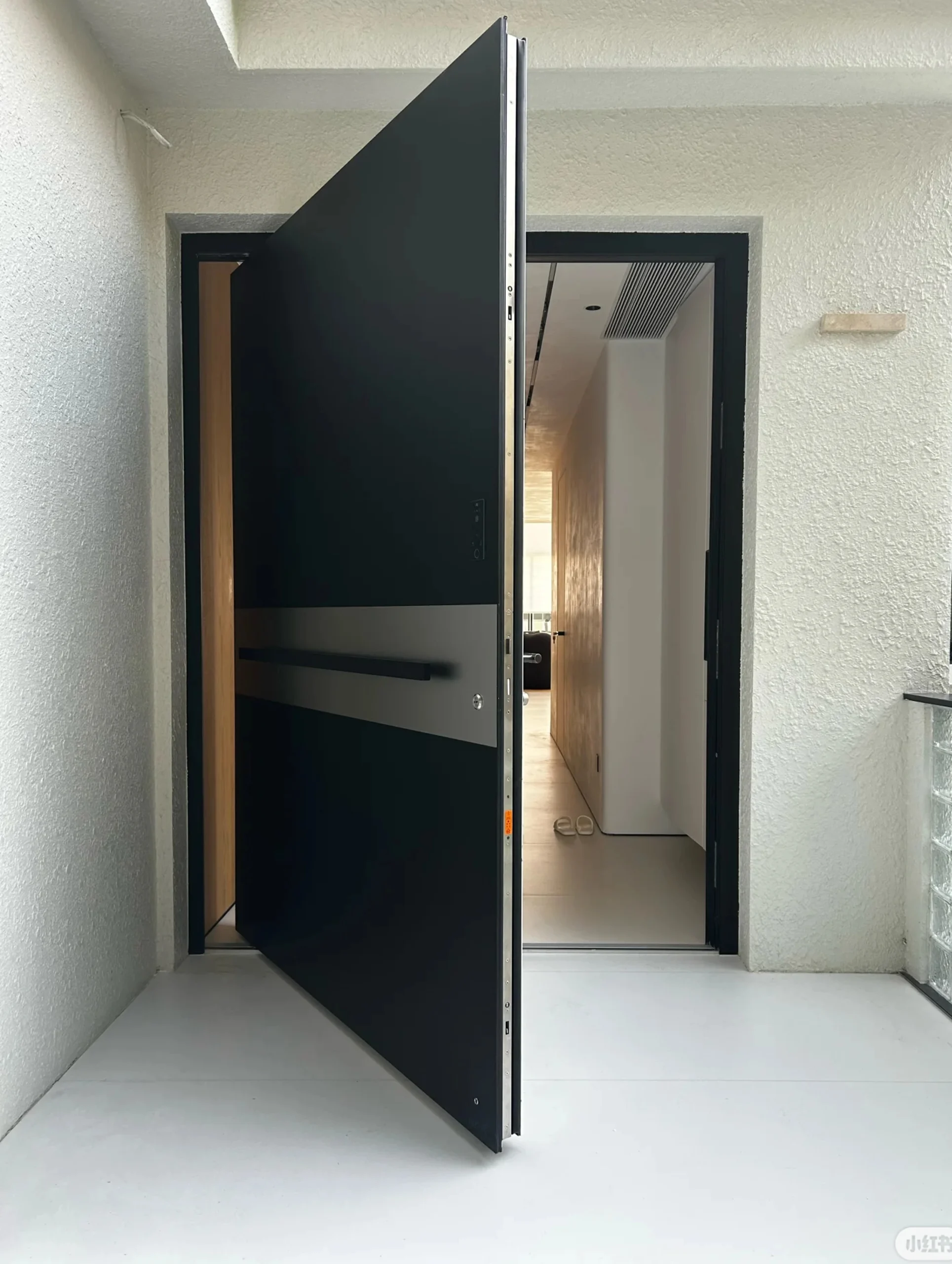 Modern Black Aluminum Pivot Door Horizontal Design Scaled