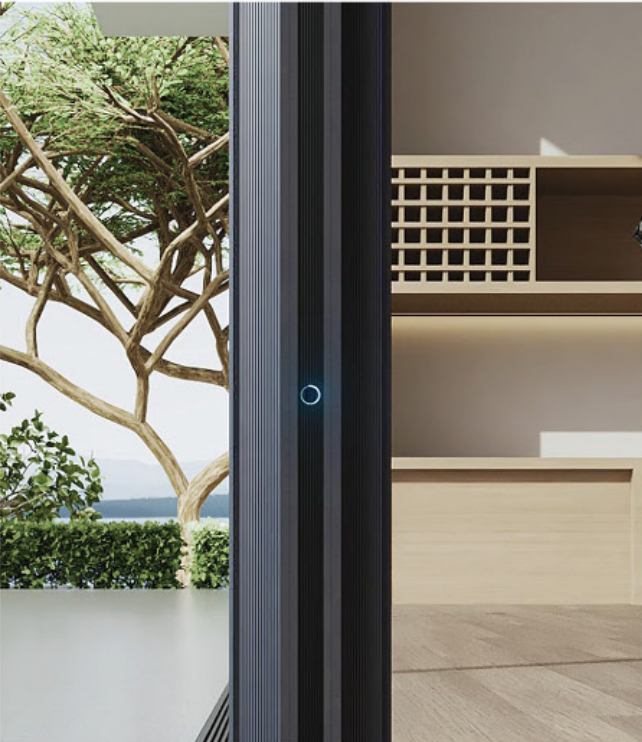 Safety Glass Railing Integrated into Sliding Door Frame