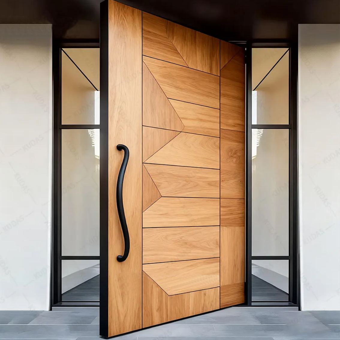 Custom Solid Wood Pivot Door Natural Timber